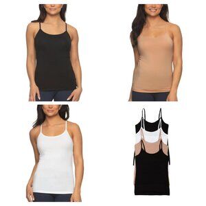Felina Women's Camisole, 4-pack,(2) Black, (1) White, (1) Warm Taupe